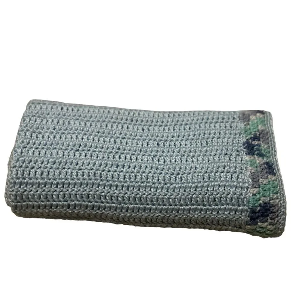 Crocheted Baby Blanket Throw Blanket Hand Made 36” X 29”